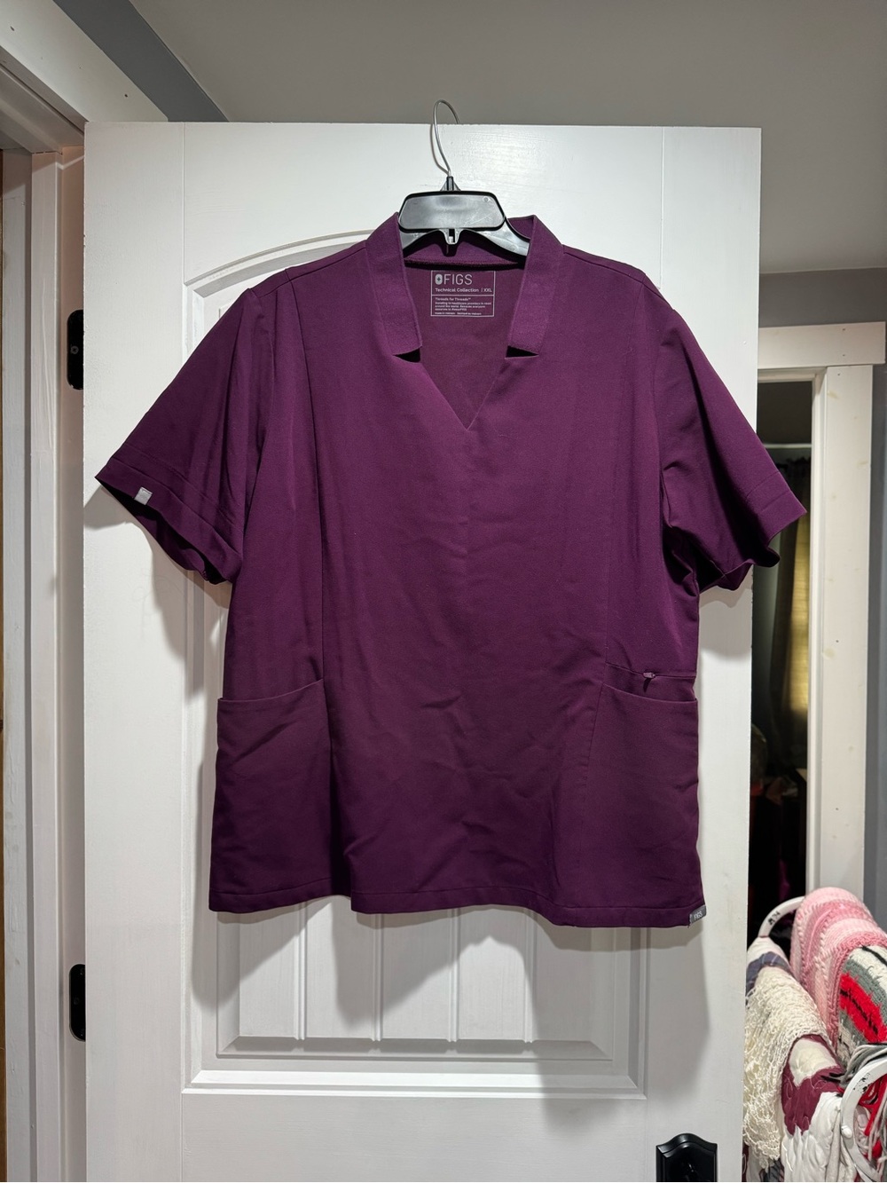 Figs Deep Purple V-Neck Inala Slim Scrub Top